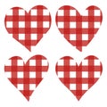 Hearts red buffalo plaid Valentines day vector illustration Royalty Free Stock Photo